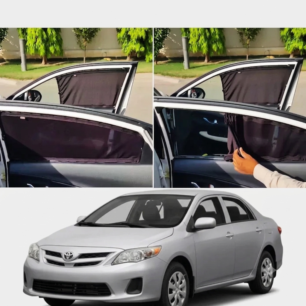 Toyota Corolla Custom Fit Retractable Curtains 2009 - 2014 - Sun Shade - Parda