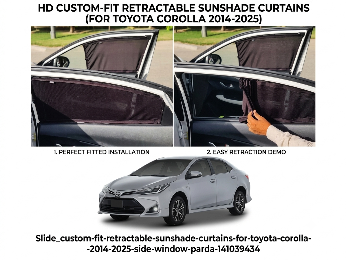 Custom Fit Retractable Sunshade Curtains for Toyota Corolla 2014–2025 – Side Window Parda