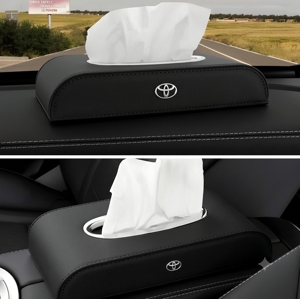Tissue Box With Logo Pu Leather Slim Style