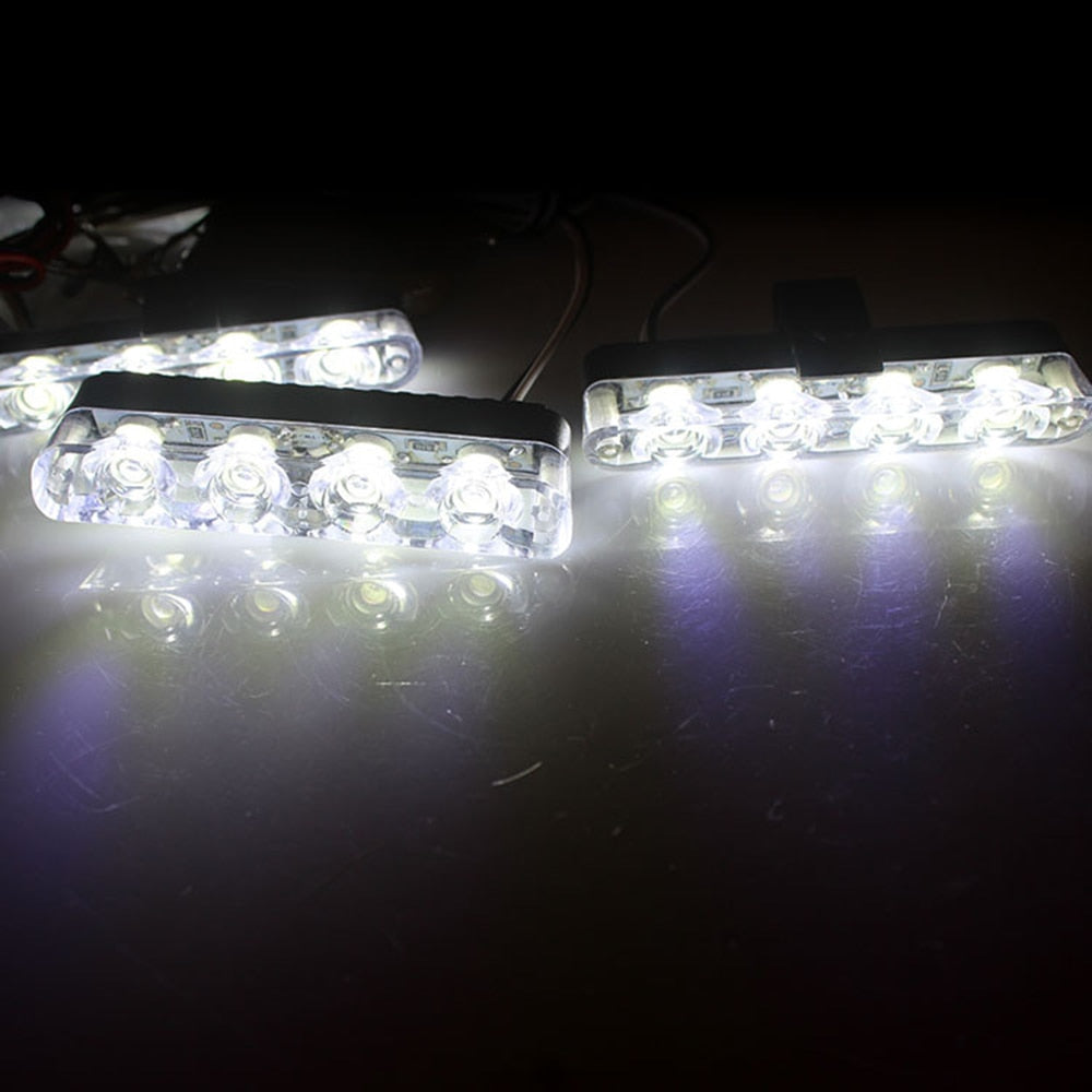 Car Grill White Flashers, Strobe light - 4 PCs