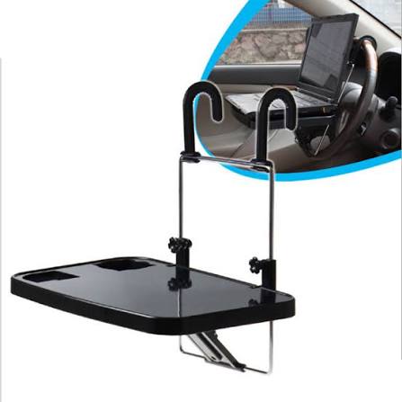 Multifunction Car Back Seat & Steering Wheel Portable Folding Tray with Drink Holder