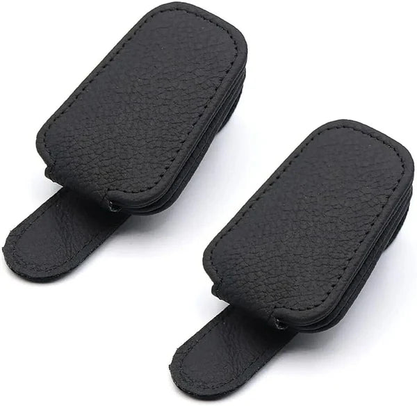 Multifunctional Magnetic Sunglasses Holder Pu Leather Soft Visor Clip