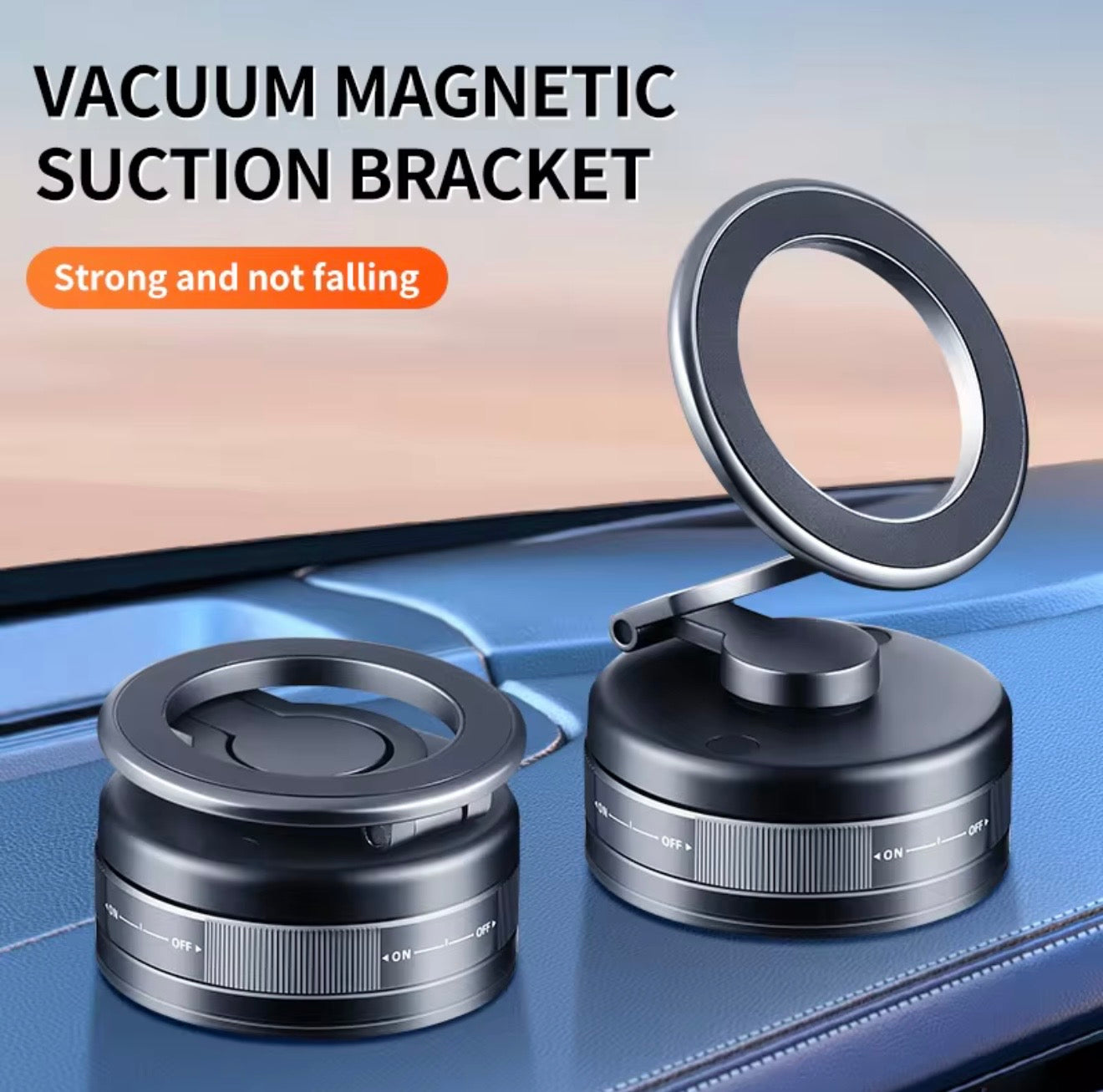 Magnetic Vacuum Car Phone Holder – 360° Rotatable Dashboard Mount