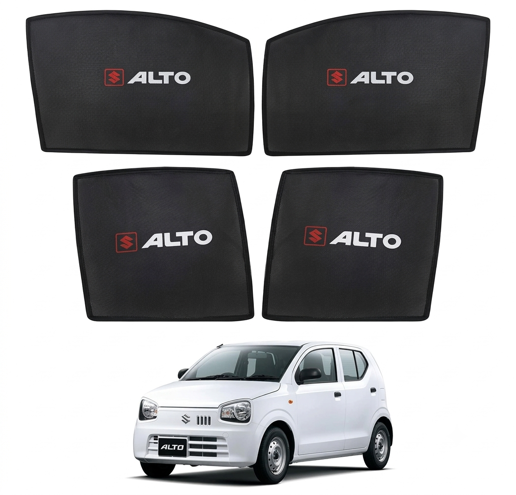 Suzuki Alto New 660cc Sunshades/Side Window Curtains with Logo 4 Pcs Set Premium Quality