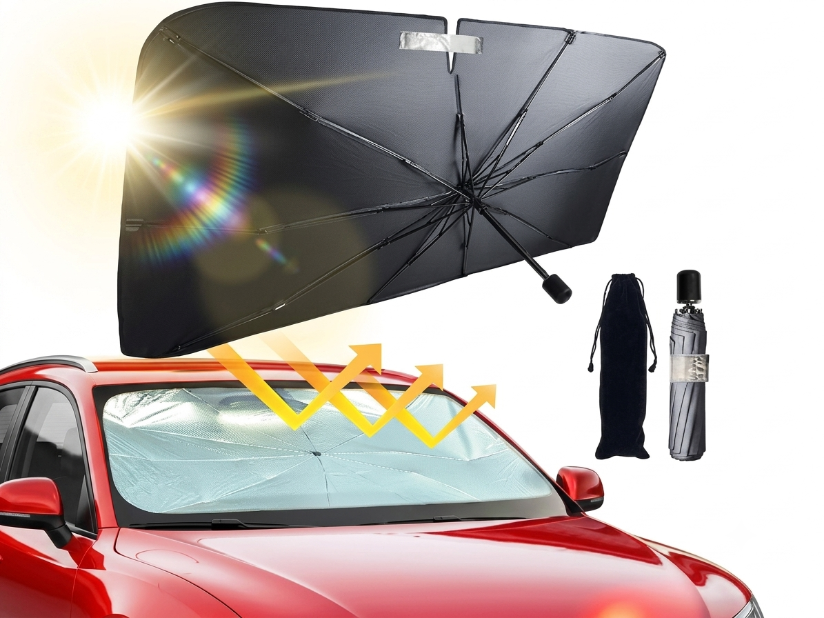 Car Umbrella Sun Shade Cover for Windshield UV Reflecting Foldable Front Car Sunshade Umbrella
